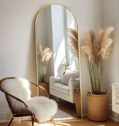 Miroir Arque 170x70 cm – Cadre en Metal Dore (À Poser)