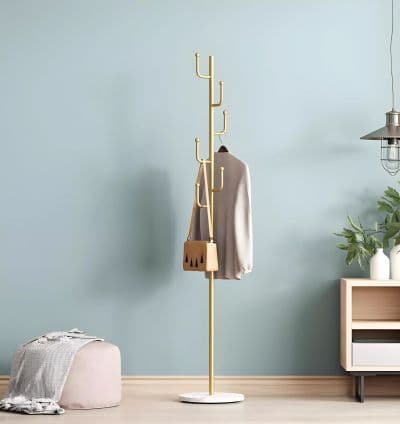Porte-Manteau Dore 6 Boules Avec Basse En Marbre