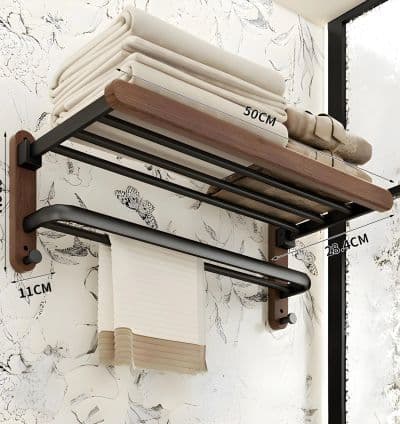 Etagere Murale Porte-serviettes en Bois & Aluminium