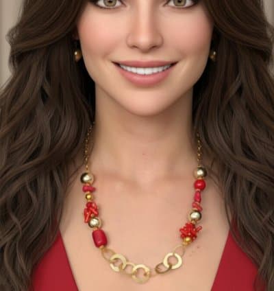 Collier rihana corail rouge