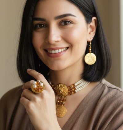 Parure tlila revisité caramel