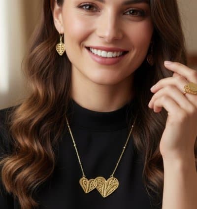Collier double coeur