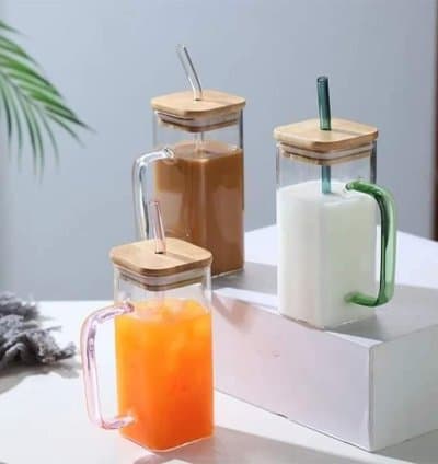 Verre avec paille en verre 400ml