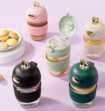 Shop en verre avec paille silicone