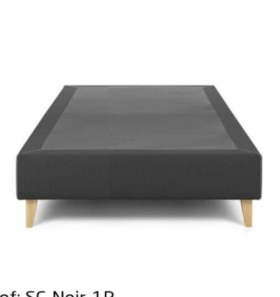 Sommier Capitonné Une Place Noir Tissu Anti-taches