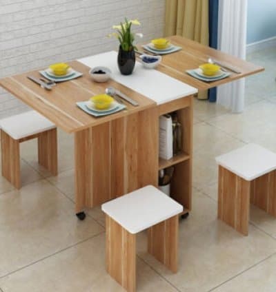 Table pliable moderne multifonctionnelle avec 4 chaises