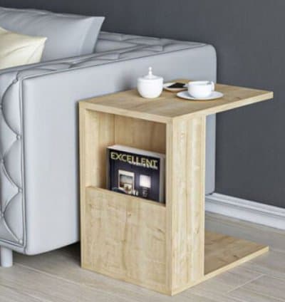 Table Moderne Pratique et Fonctionnelle Avec Espace de Rangement Couleur Sonoma Clair