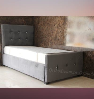 Lit Capitonné Tissu Velours Anti-taches Haute Qualité