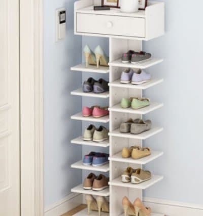 Étagère de Rangement Pour Chaussures à 8 Niveaux Blanc
