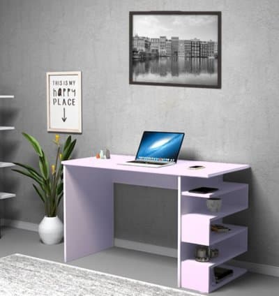 Bureau Avec Rangement Zigzag Mauve Clair – (A344M)
