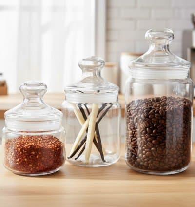 Set de 3 bocals en verre