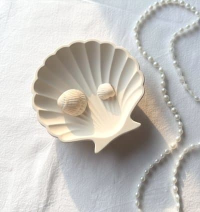 Porte accessoires ou porte bougie décoratif forme coquillage 10cm