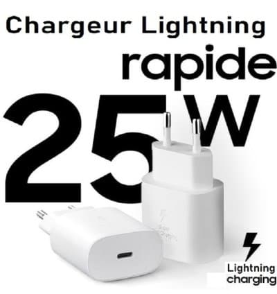 Tête Chargeur Rapide pour iPhone 25W USB-C Blanc