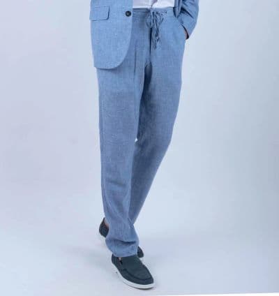 Pantalon Lin bleu Ref141 - EVASION