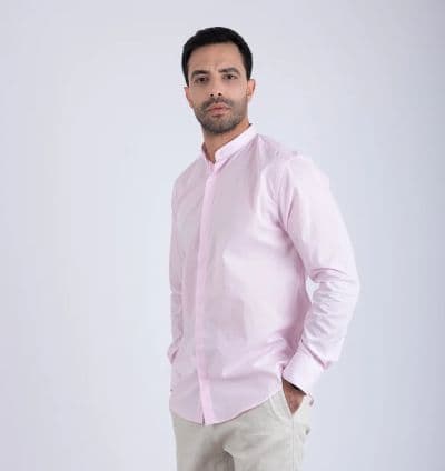 Chemise Col Mao Rose pour homme - EVASION