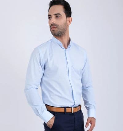 Chemise col mao ciel - EVASION