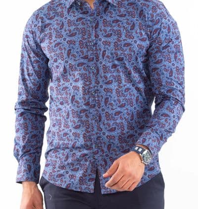 Chemise Bleu/Bordeaux