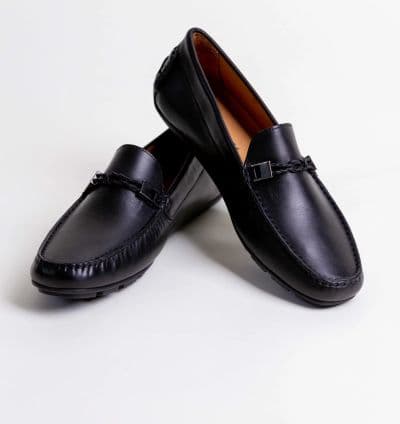 Mocassin Noir Cuir Réf : 009-boucle-m1noir-cuir - EVASION