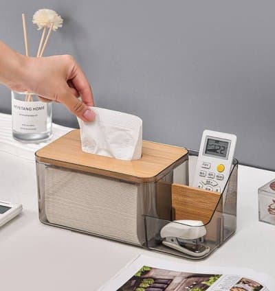 Porte serviette plexi avec couvercle bois
