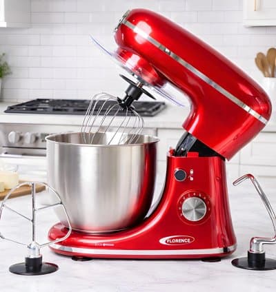 Robot Pâtissier FLORENCE F-CHEF Premium Rouge – 1300W – Bol Inox 5L