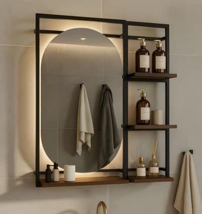Miroir Mural Design avec Étagères - RODOS