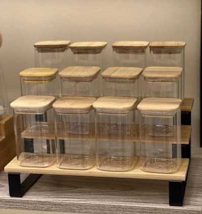 Lot de 12 bocals avec support