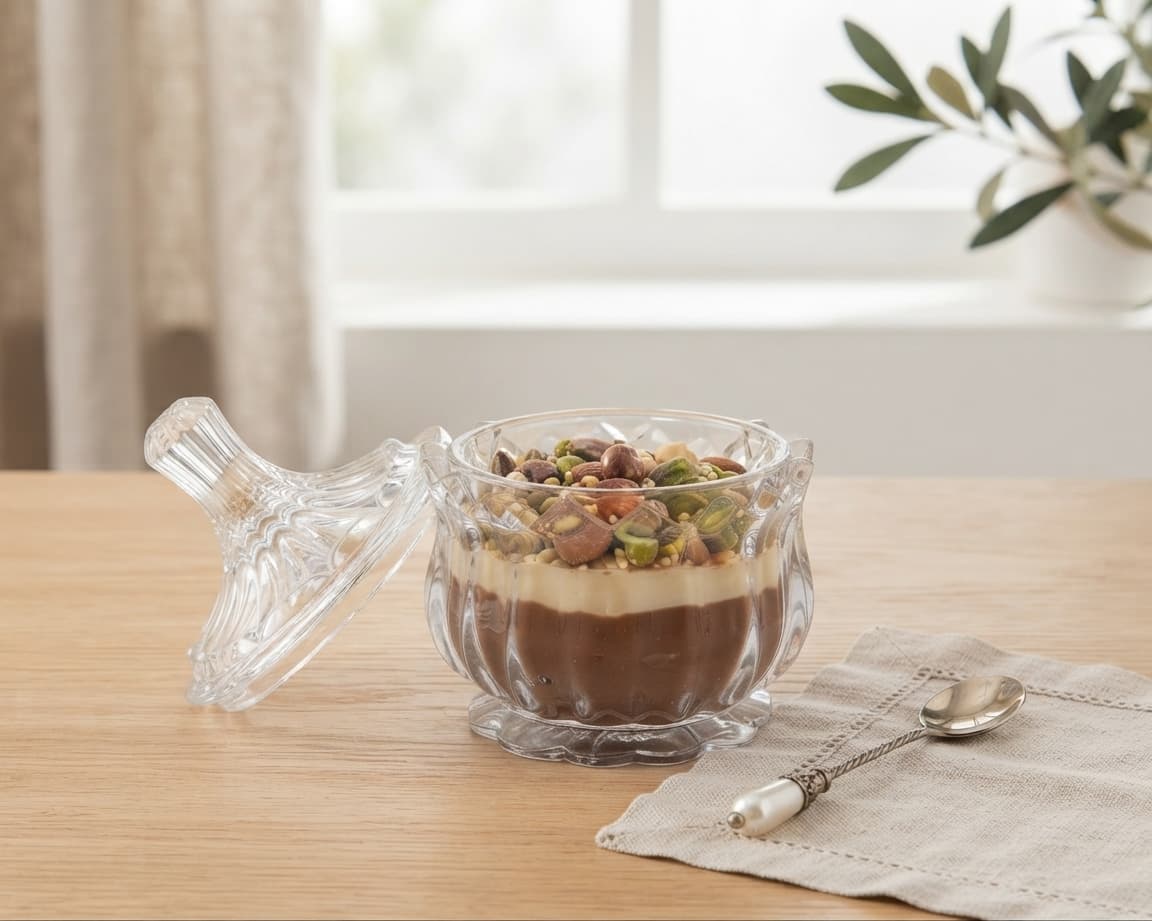 Bonbonnière en verre avec couvercle