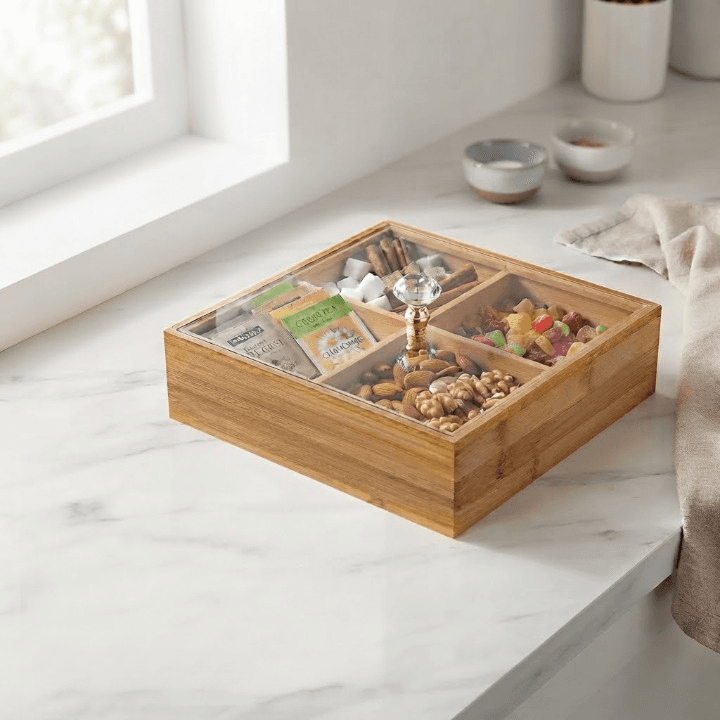 Boîte en bois à compartiments