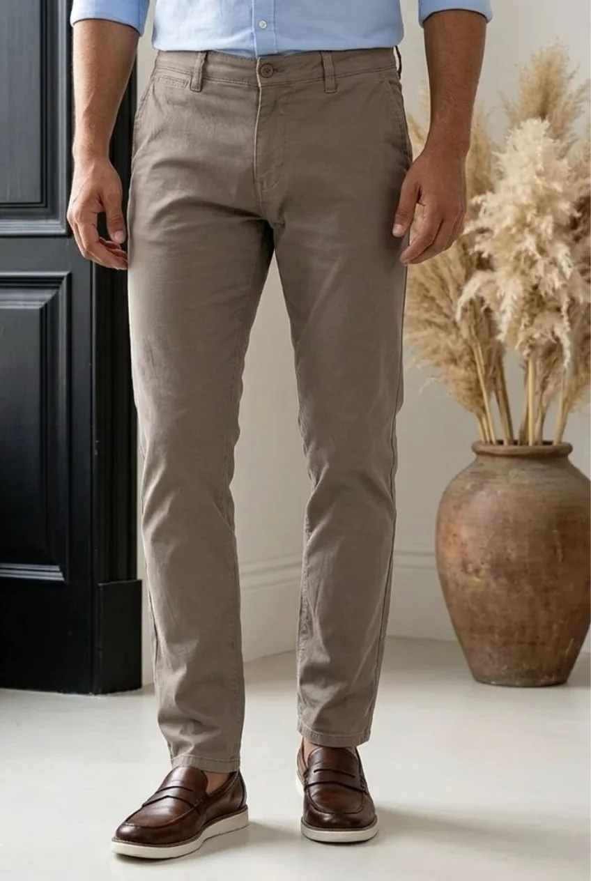 Pantalon Chino Homme Grège