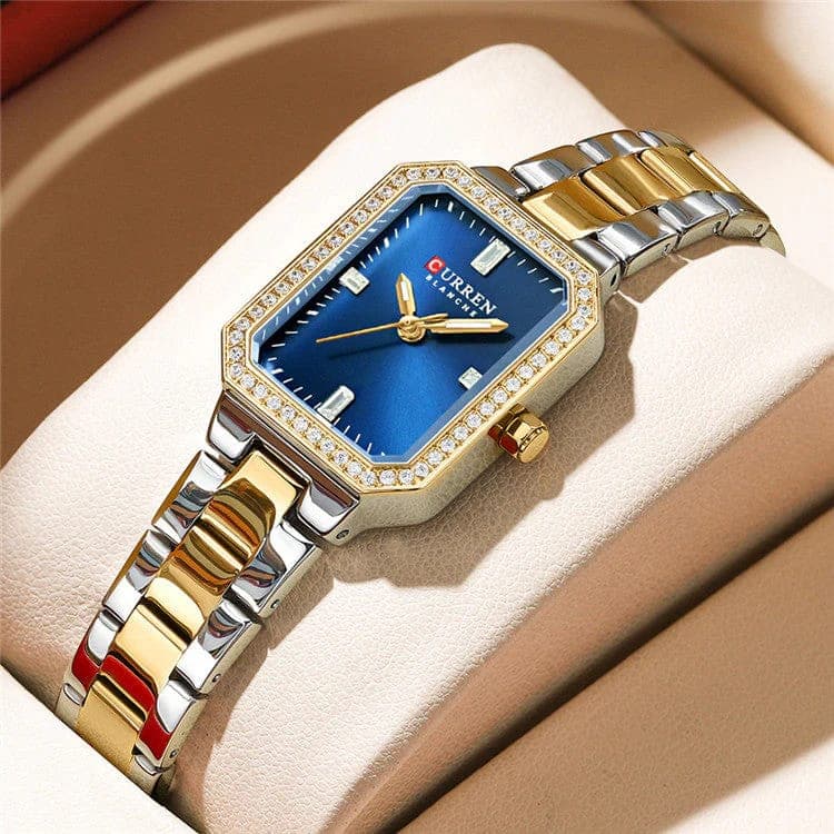 Montre Femme Curren Élégance Luxe – Cadran Bleu & Finition Bicolore Or/Argent