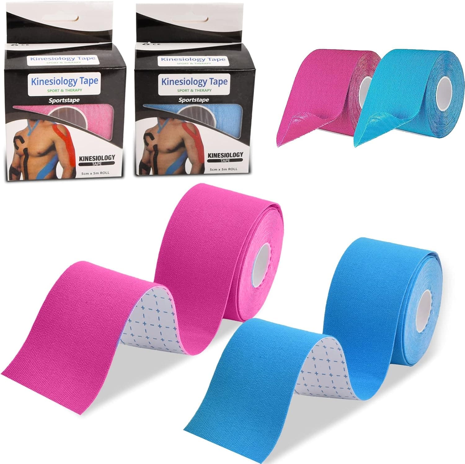 Bande anti-douleur et l’inflammation Kinesiology Tape 5mx5cm- Pack de 2