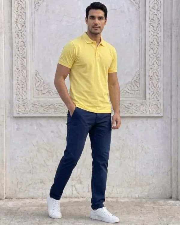Pantalon Chino Bleu Foncé Homme avec Cordon -coupe droite