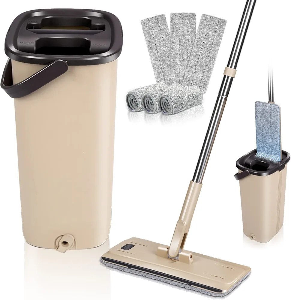 Balai serpilliĂšre avec seau + 4 SerpilliĂšre en microfibre