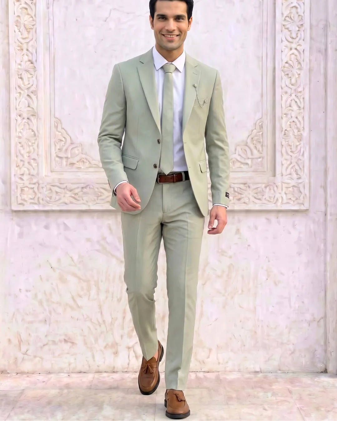 Costume Vert Clair Homme – Coupe Droite