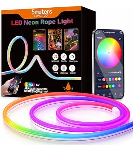 Bande LED Néon RGB Intelligente 5M – Éclairage Ambiance Magique avec Application & Télécommande (Étanche IP68)