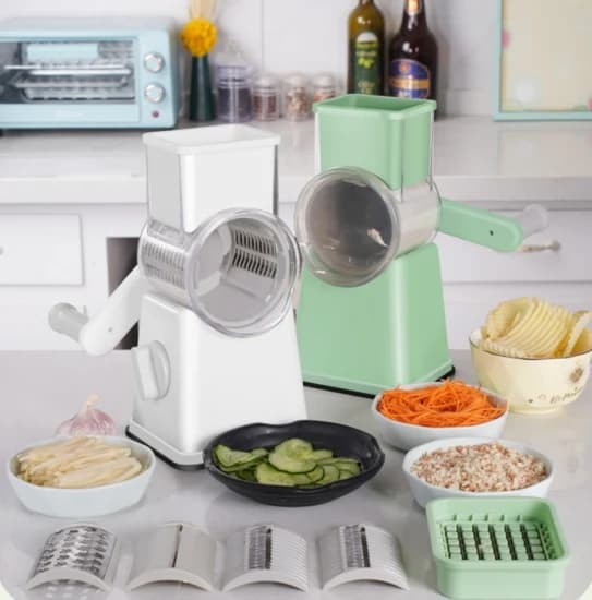 Coupe-légumes multifonctions en plastique vert 6 lames