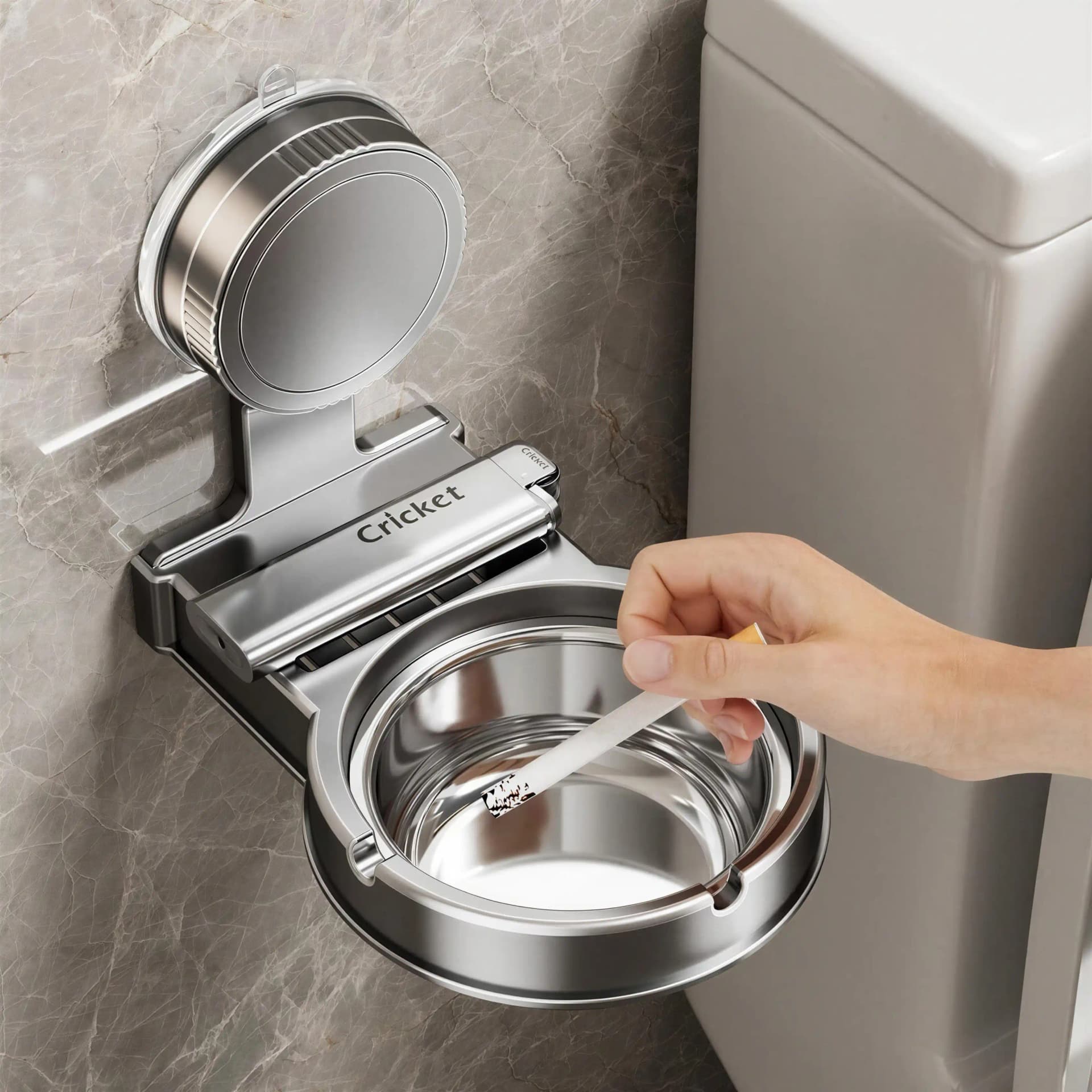 Cendrier Mural Multifonction avec Coupelle Inox Amovible – Gris