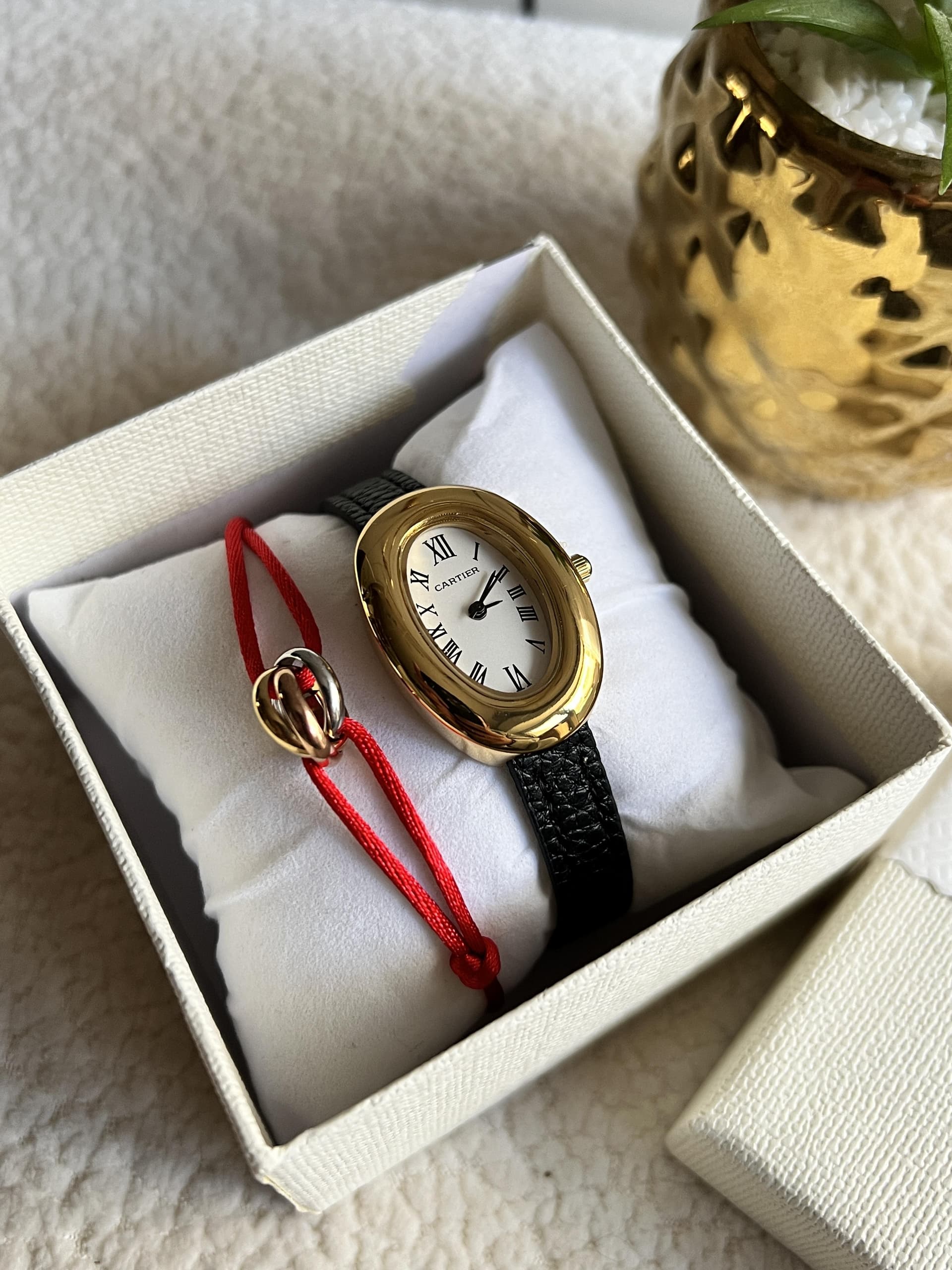 Montre cuire + bracelet cartier Trinity