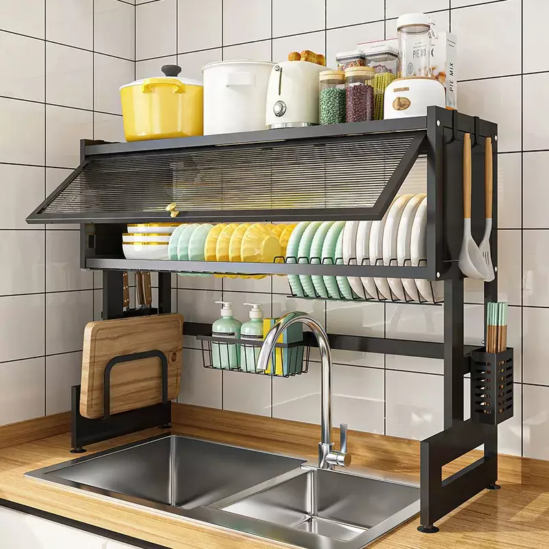 Egouttoir de Cuisine Multifonction Noir 95cm