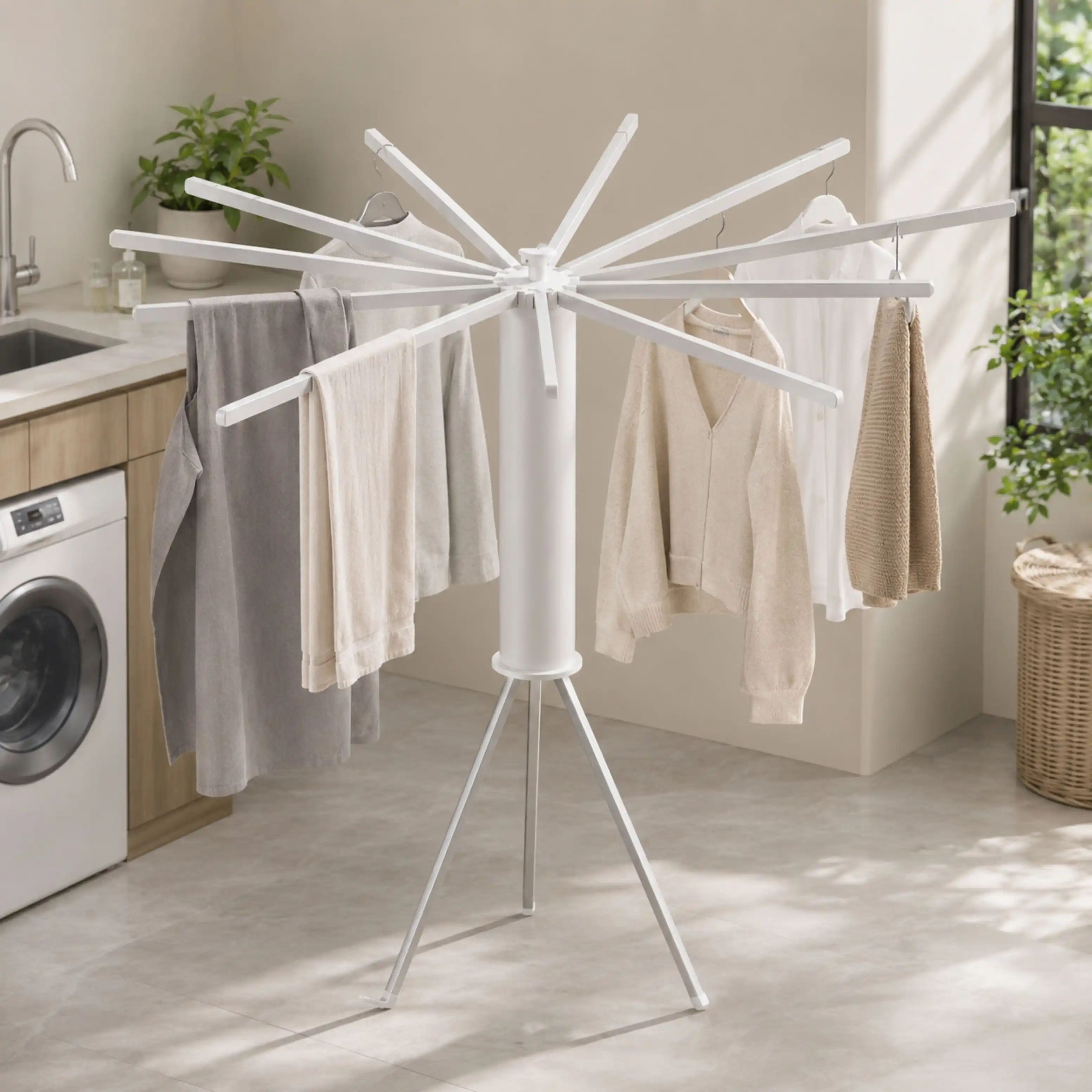 Etendoir à Linge Pliable Octopus Multi-Bras en Métal – Blanc