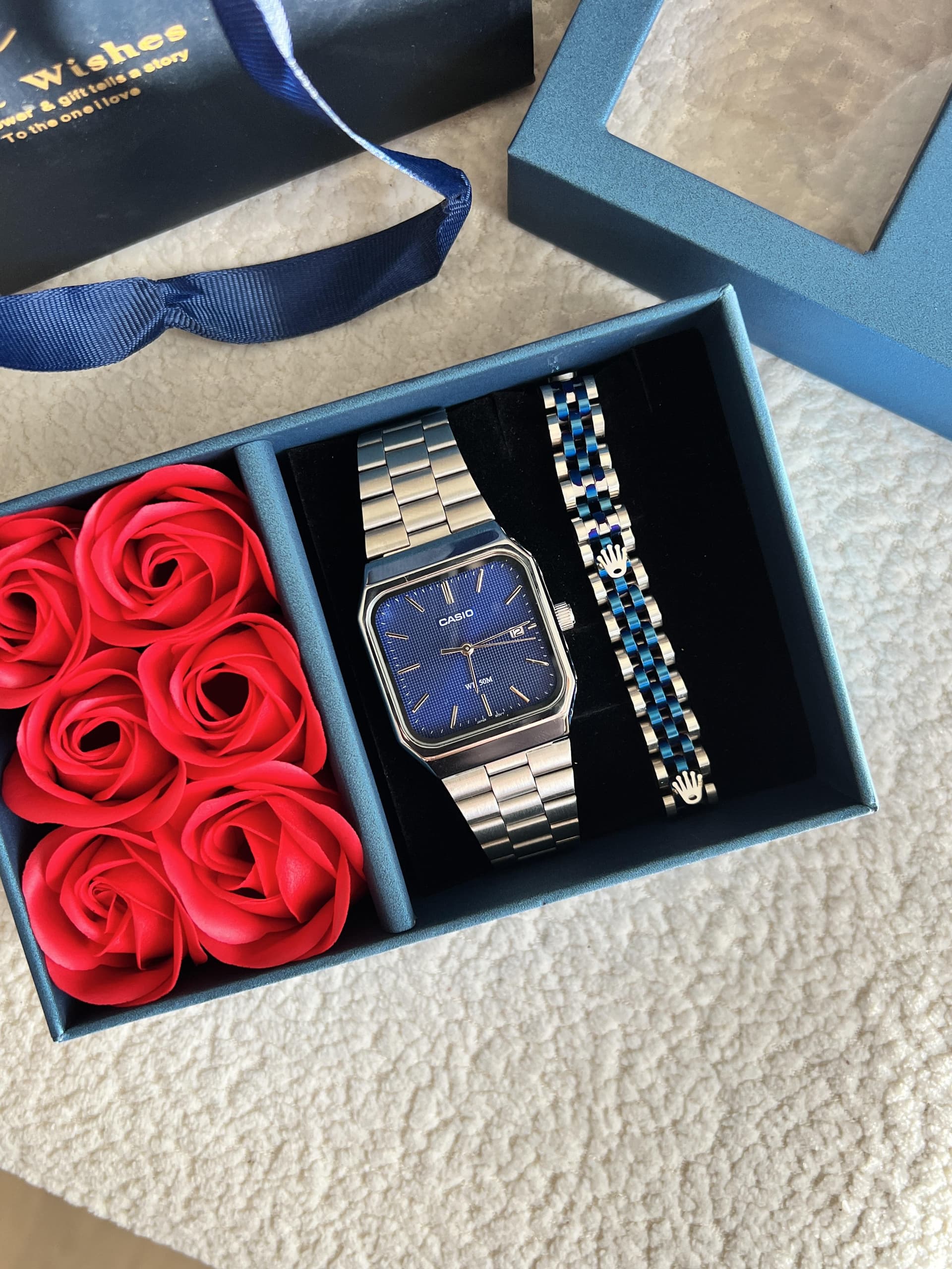 Coffret cadeau montre élégante avec bracelet En acier ✨