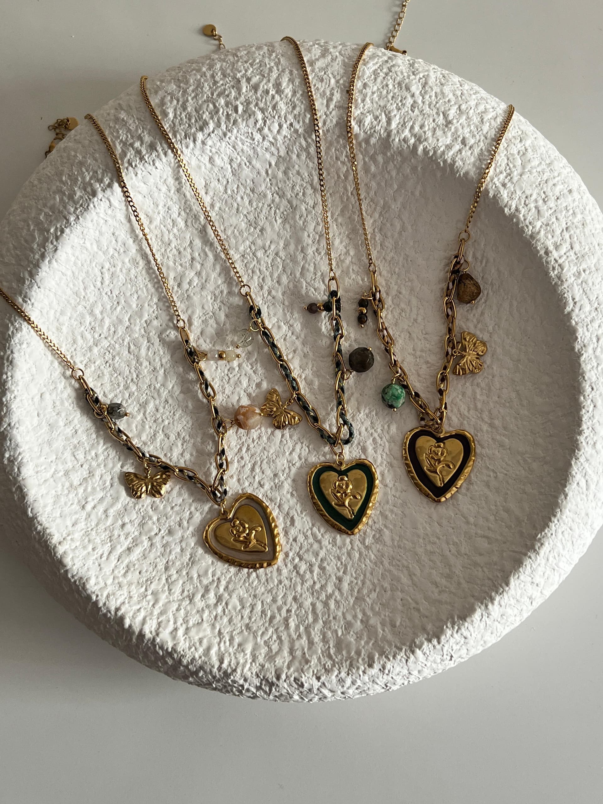 Collier doré original - Pendentif cœur