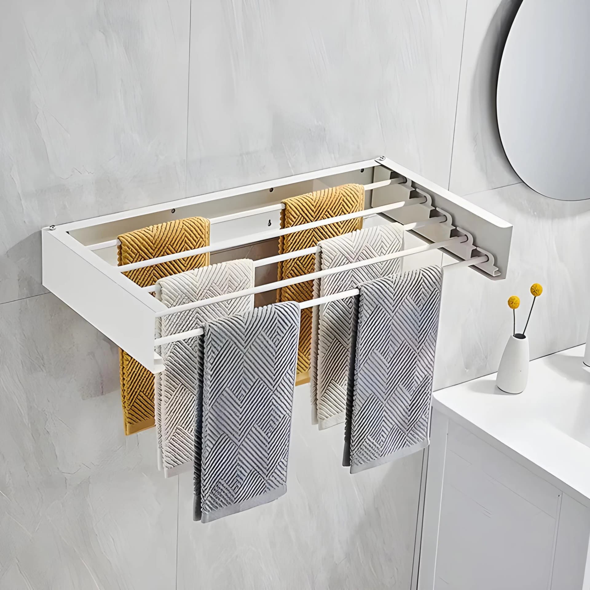Seche Linge Mural Pliable 5 Tiges 80cm
