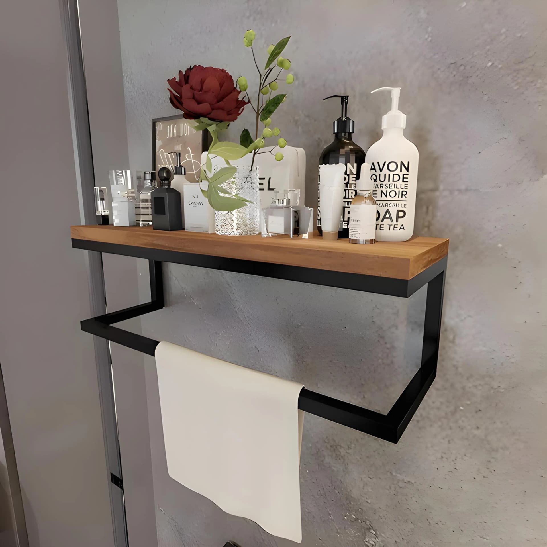 Porte-Serviettes Mural avec Étagère – Modèle Roma