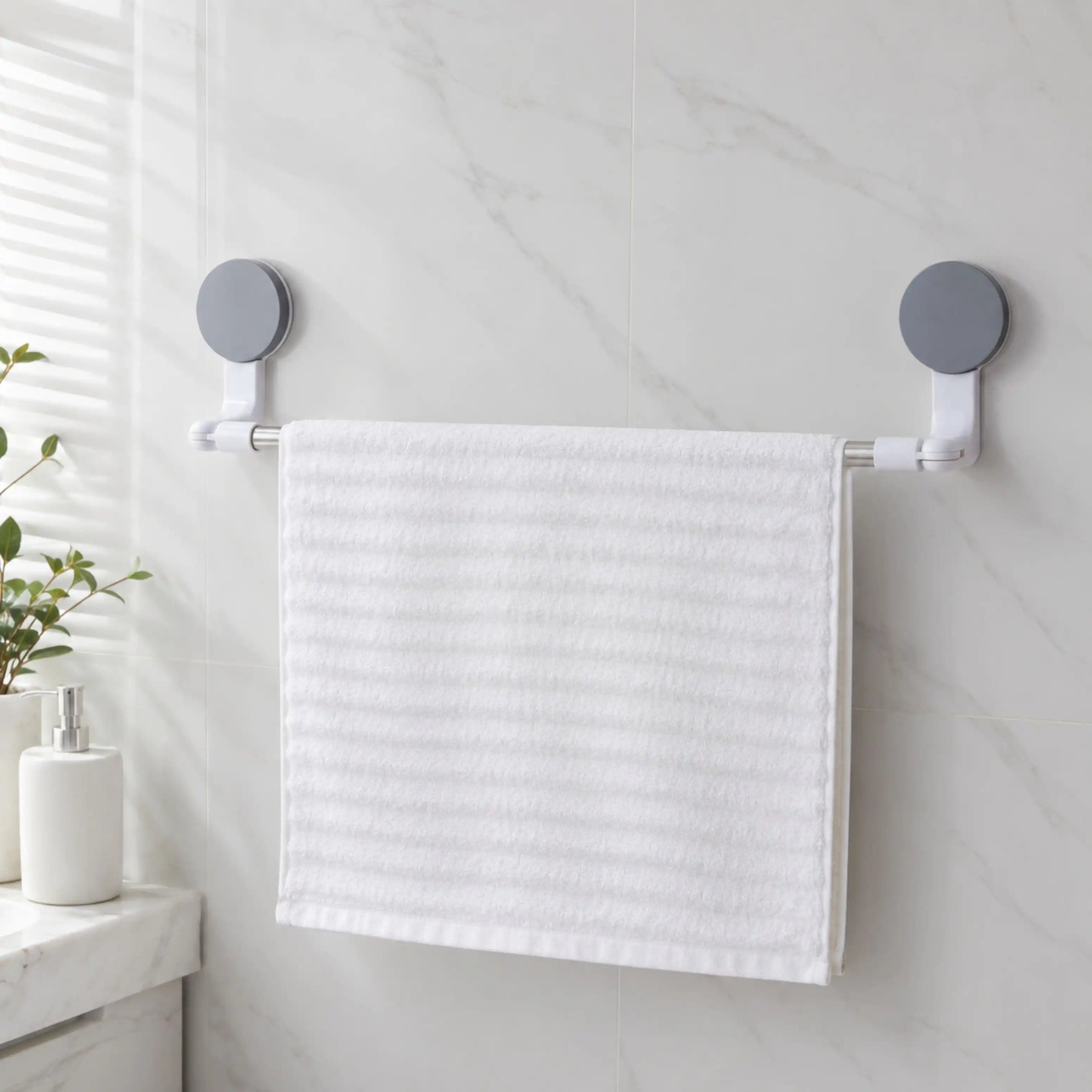 Porte-Serviettes Mural Auto-Adhésif Sans Perçage – Blanc
