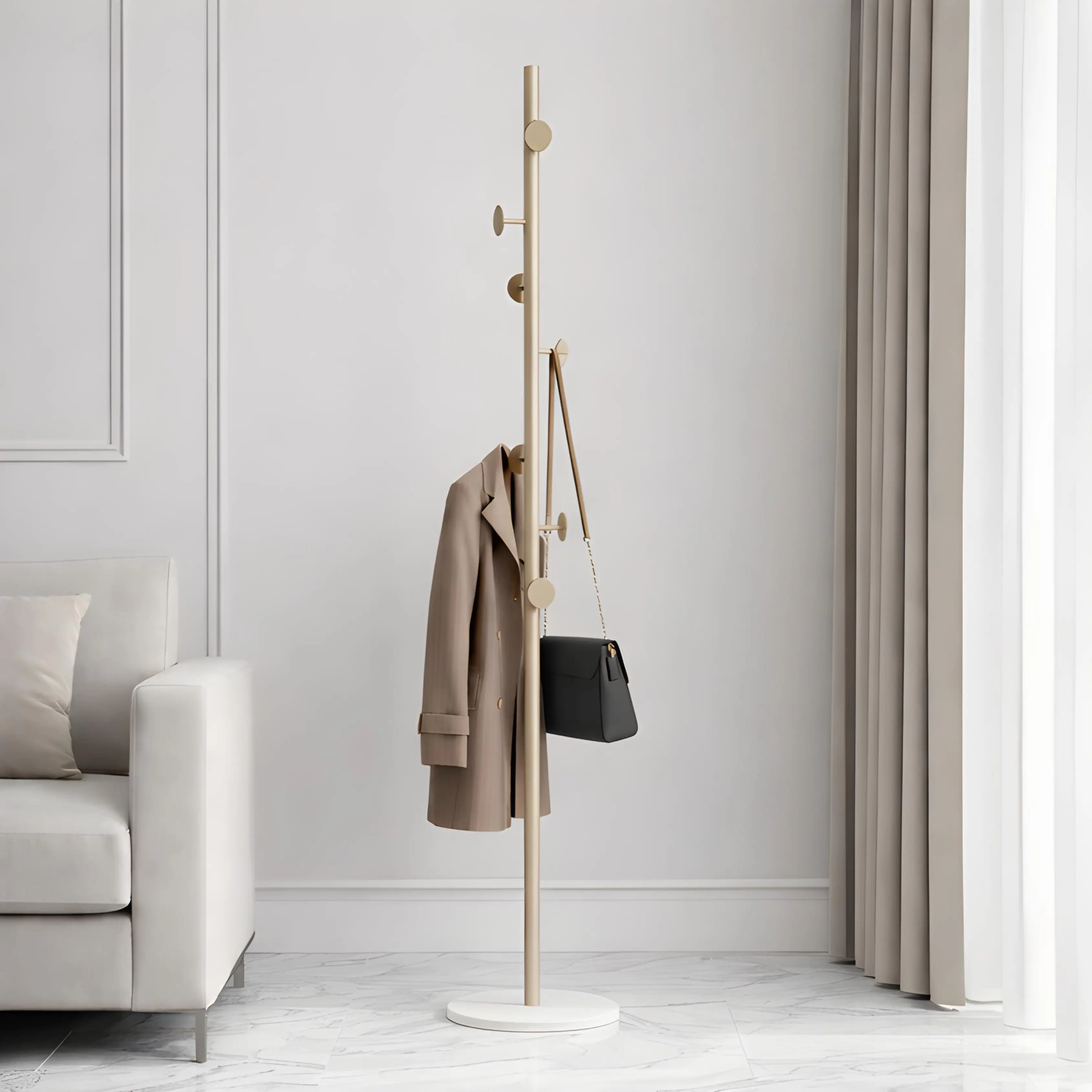 Porte Manteaux 8 Boules Beige
