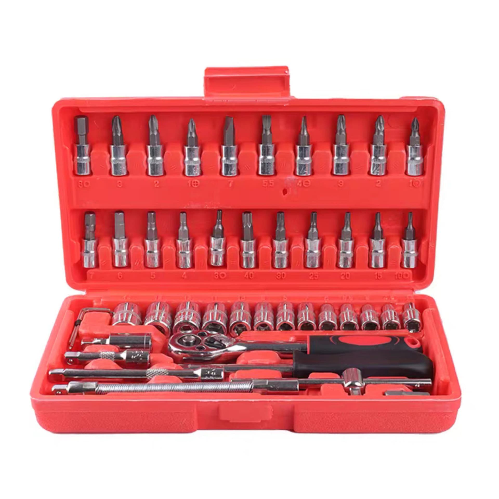 Coffret de Douilles et Embouts 46 Pièces avec Cliquet 1/4"