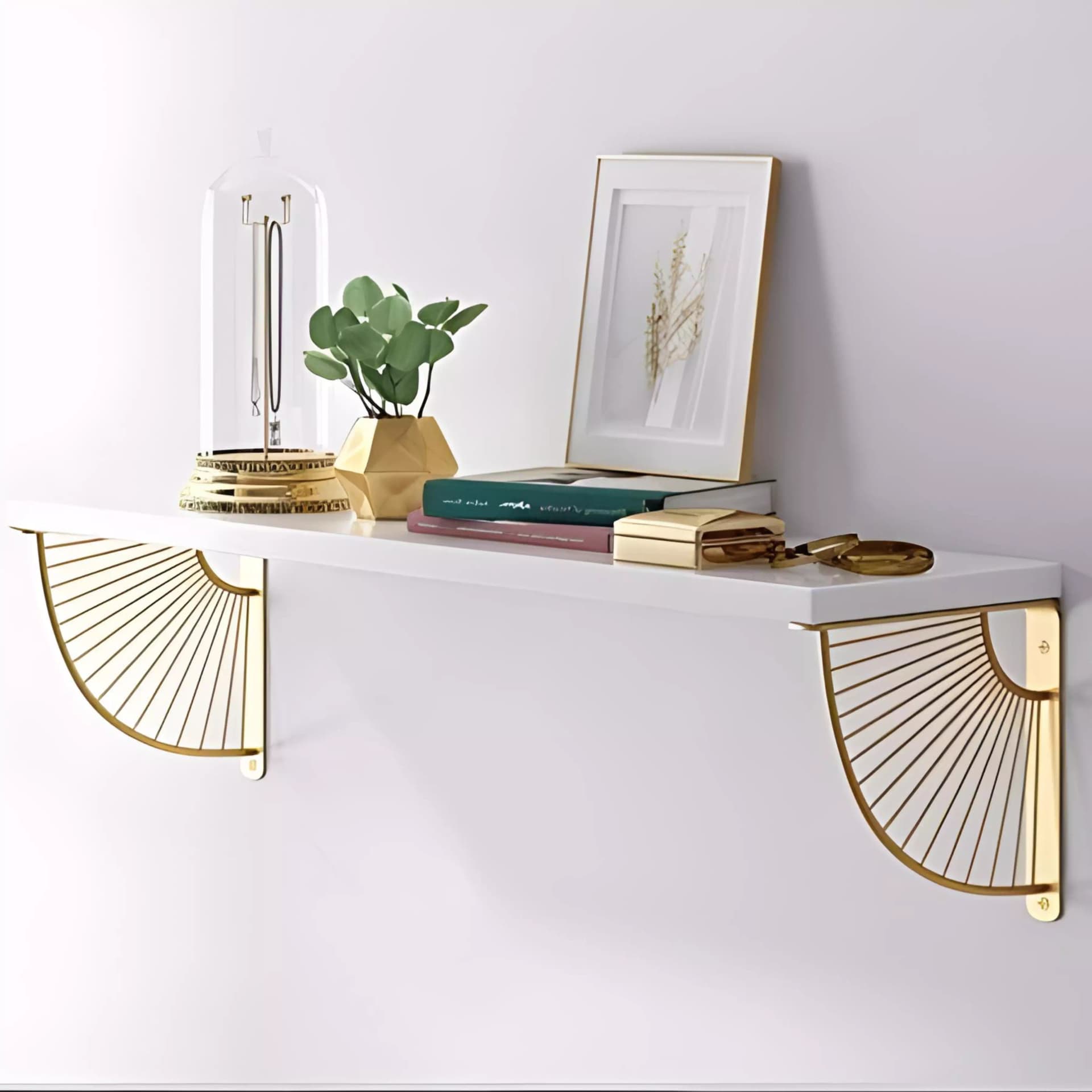 Etagere Murale Elegante Blanc/Dore 70*22cm
