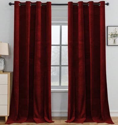 Rideau velours Rouge Bordeaux