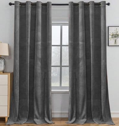 Rideau velours Gris Perle